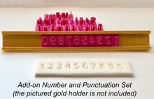 Load image into Gallery viewer, Hebrew Stamp SET 100 Letters, 1 holder, 8-11mm BLOCK font